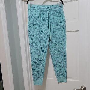 Secret Treasures Women's 'Cat Lady' Blue Green Cat Print Lounge Pants M
